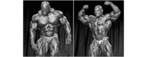 Ronnie colemane posing two different ways.